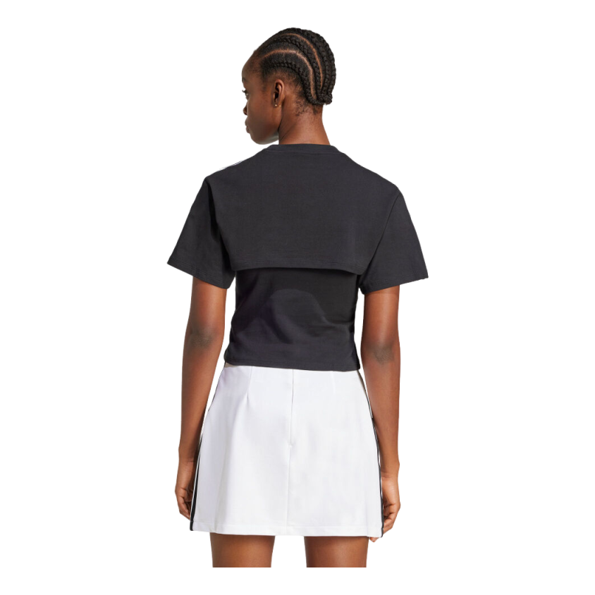 (WMNS) Футболка Adidas из двух частей с короткими рукавами, азиатский размер, цвет «черный» — фото 3