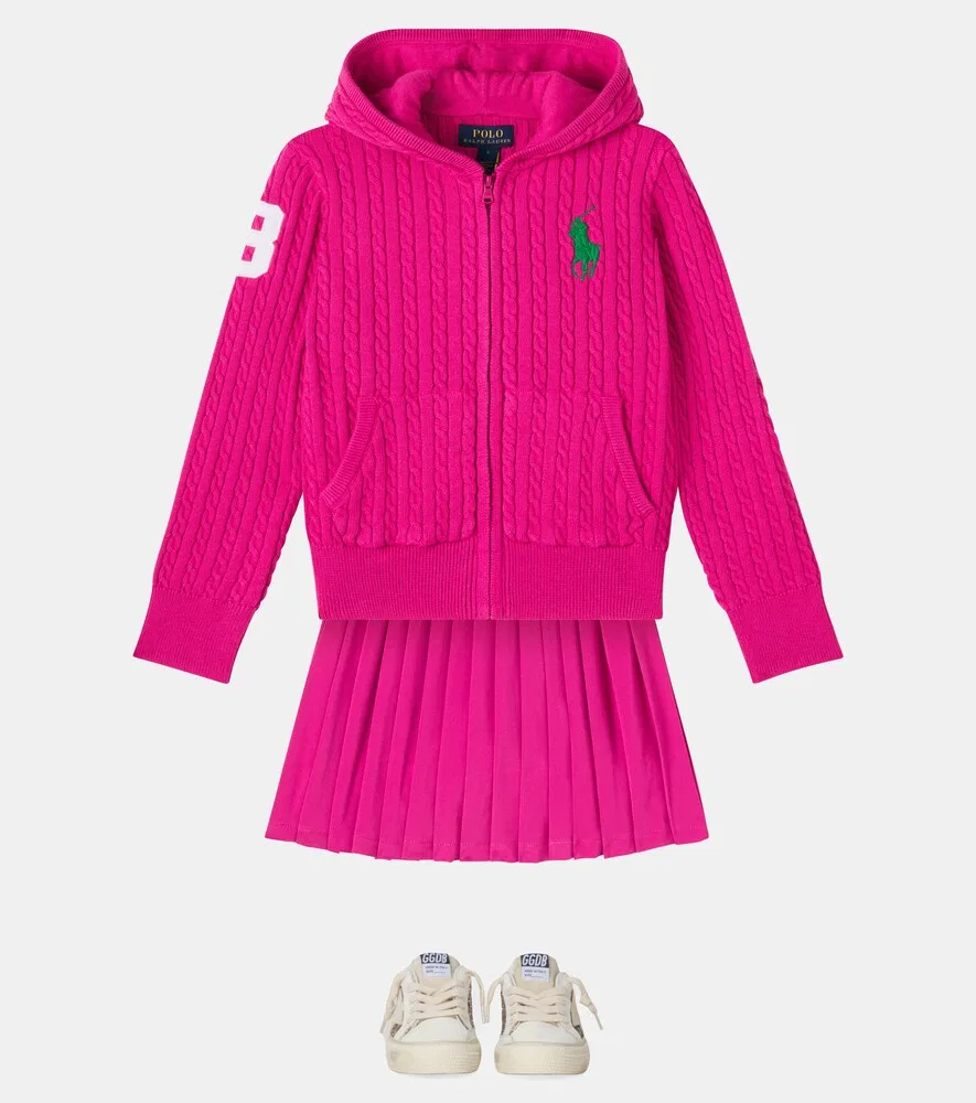 Кожаные кроссовки с майскими блестками Golden Goose Kids, белый — фото 2