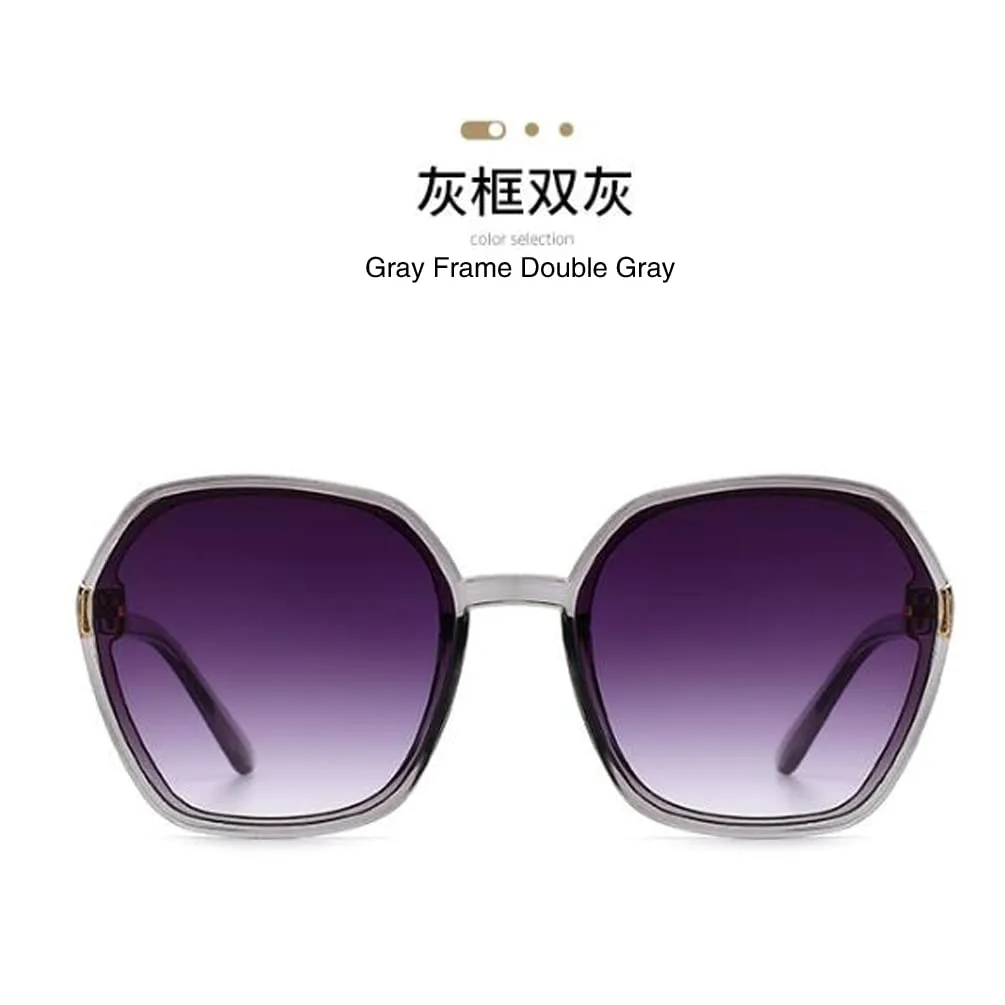 

Женские простые очки в крупной оправе, солнцезащитные очки с бамбуковыми зеркальными дужками (серая оправа, двойной серый цвет) Weloveushop, Black Frame Double Gray