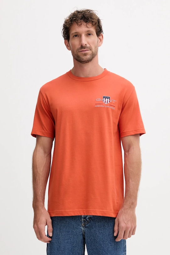 

Хлопковая футболка Gant, оранжевый
