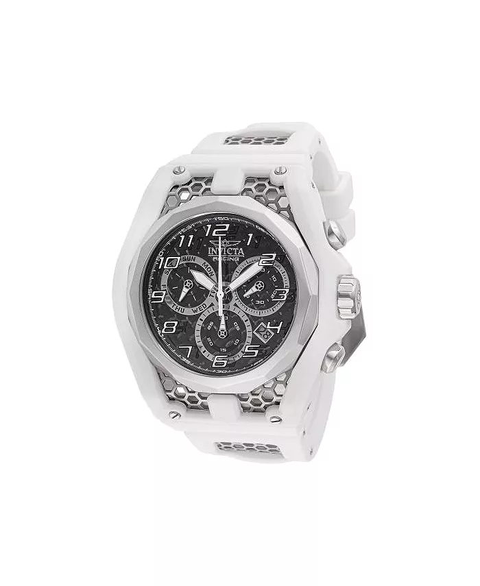 

Мужские часы Invicta Racing Quartz Chronograph 47209, черные, с серебристым циферблатом, серебряный