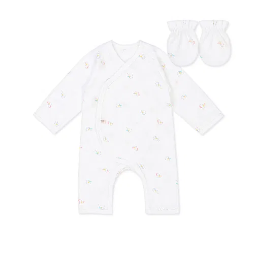Детский комплект из халата и варежек ORGANICMOM, хлопок, белый — фото 2