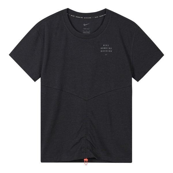 

Футболка (WMNS) Nike Dri-FIT Run Division Back Printing Sports Running T-Shirt Black, черный