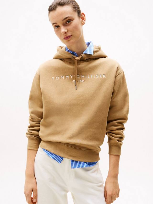 

Современная толстовка с вышитым логотипом Tommy Hilfiger, цвет Safari Canvas