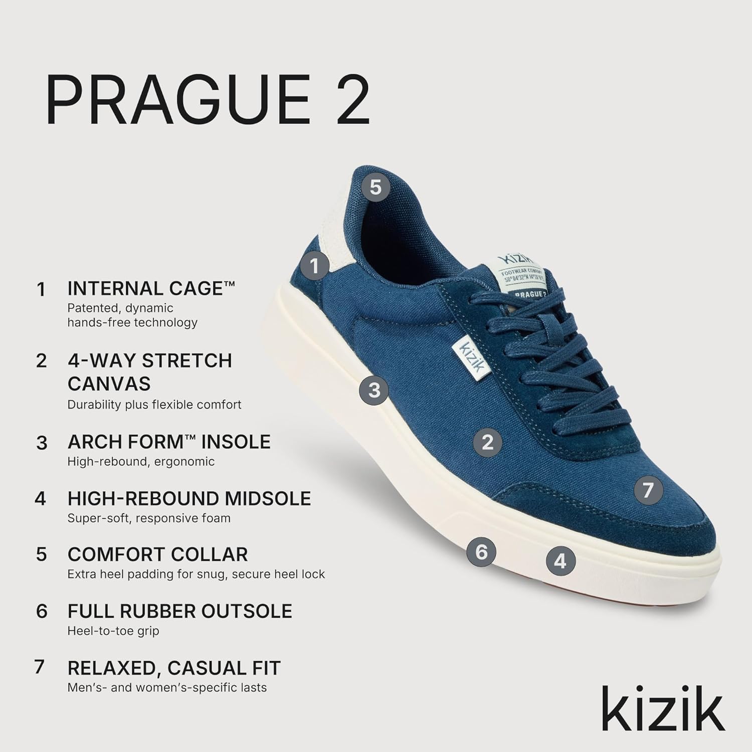 Кроссовки Kizik Mens Mprague2 Wide Regular, Reflecting Pond — фото 3
