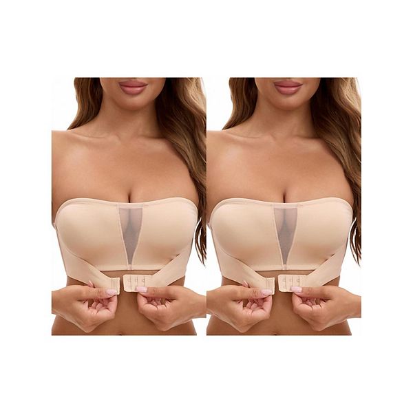

2 упаковки женских бесшовных бра-бандо с сетчатой вставкой и push-up эффектом Inspire Chic, Beige