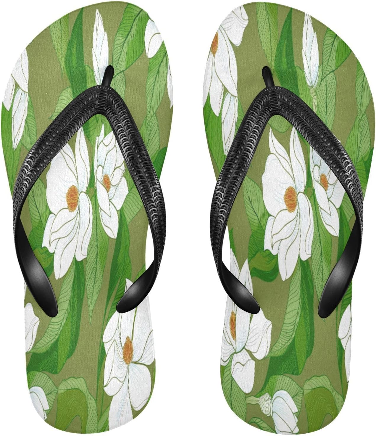 

Вьетнамки с листвой магнолии оливково-зеленого цвета, пляжные шлепанцы с ремешком на резиновой подошве, нескользящие летние тапочки для мужчин и женщин Sinestour
