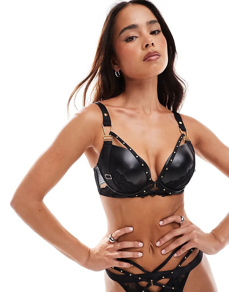 

Бюстгальтер с глубоким вырезом и полиуретановыми подушечками Ann Summers Eliminating черного цвета