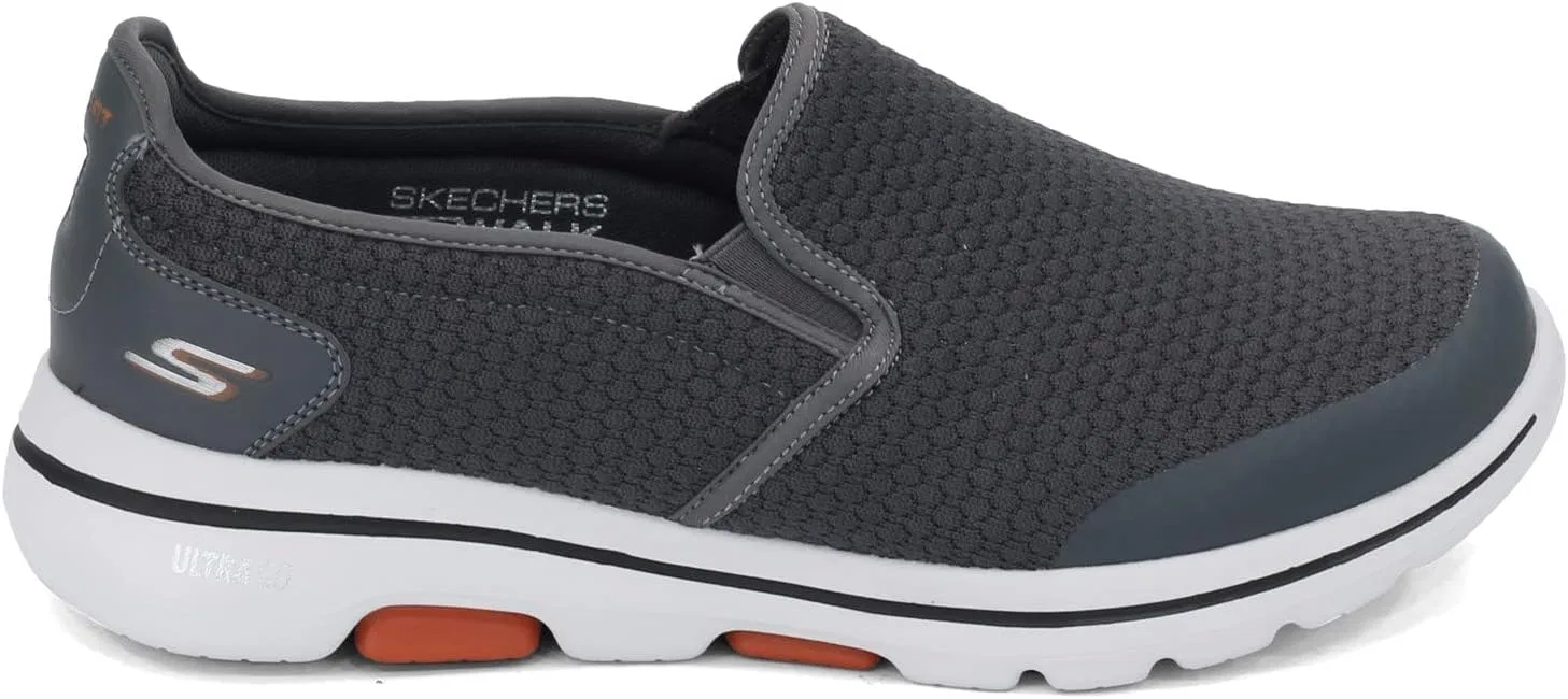 Мужские слипоны Skechers Go Walk 5 Apprize, Grey Anthracite Textile Synthetic White Trim Anthracite — фото 4