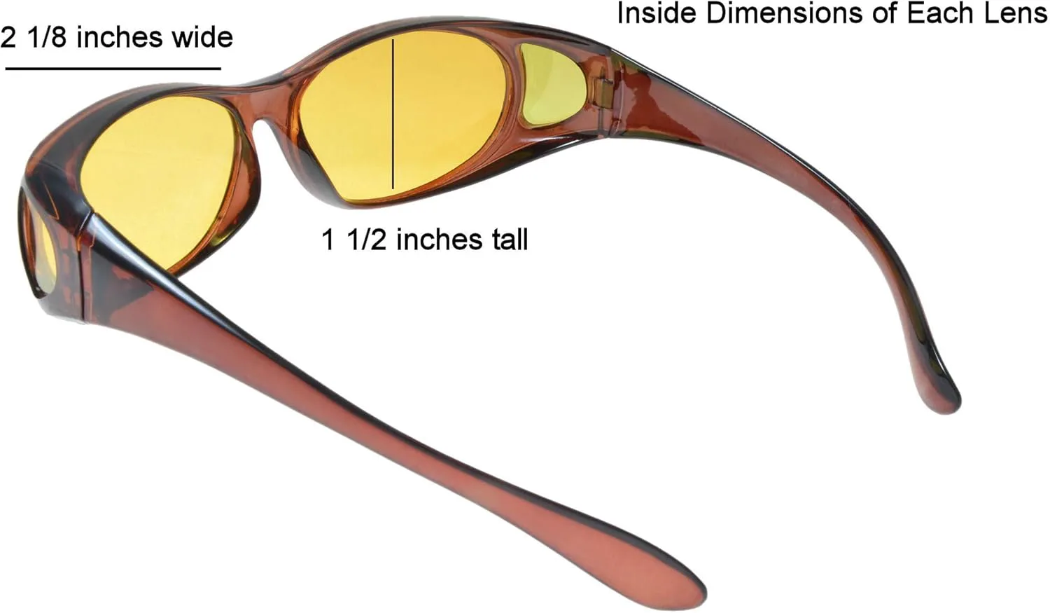 

Поляризованные солнцезащитные очки, которые надеваются поверх очков с диоптриями, с линзами HD для ночного вождения (2 пары в комплекте) Mass Vision, Brown