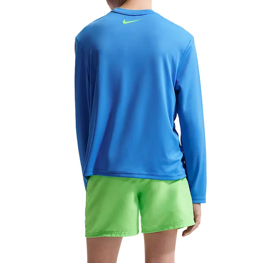 Детская спортивная футболка с круглым вырезом Nike, Crystal Blue/Voltage Green/Dark Navy Blue/Voltage Green — фото 3