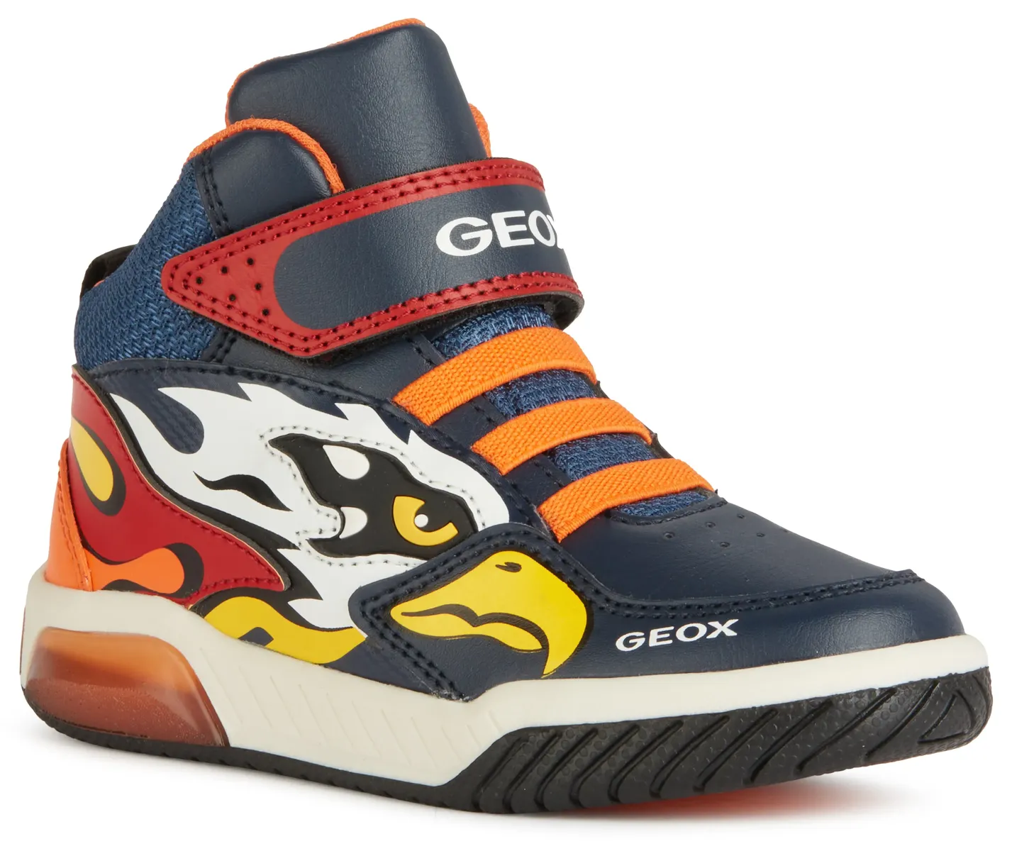 

Кроссовки Geox "Flashing Shoes J INEK BOY", с функцией мигания, повседневная обувь, полуботинки, туфли на шнуровке, оранжевый