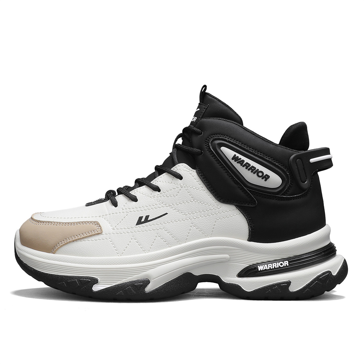 

Высокие массивные кроссовки мужские Cushioning, Wear Resistant WARRIOR, бежевый черный хаки