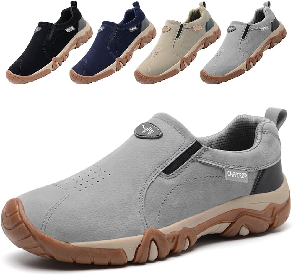 

Мужские прогулочные туфли, кроссовки без шнурков, толстая подошва, противоскользящие, для улицы, для походов, треккинга, с каблуком, дышащие, для скалолазания, уличные, легко надеваются и снимаются, без шнурков Soft Time Toy, серый