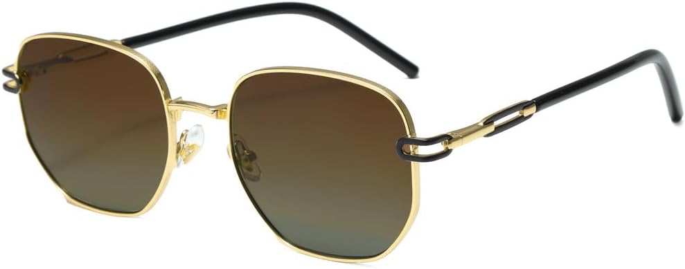 

Мужские поляризованные солнцезащитные очки в ретро-стиле с многоугольной металлической оправой, для пляжа, путешествий, рыбалки, защита от ультрафиолета UV400 WNCKSQ, C03 Brown