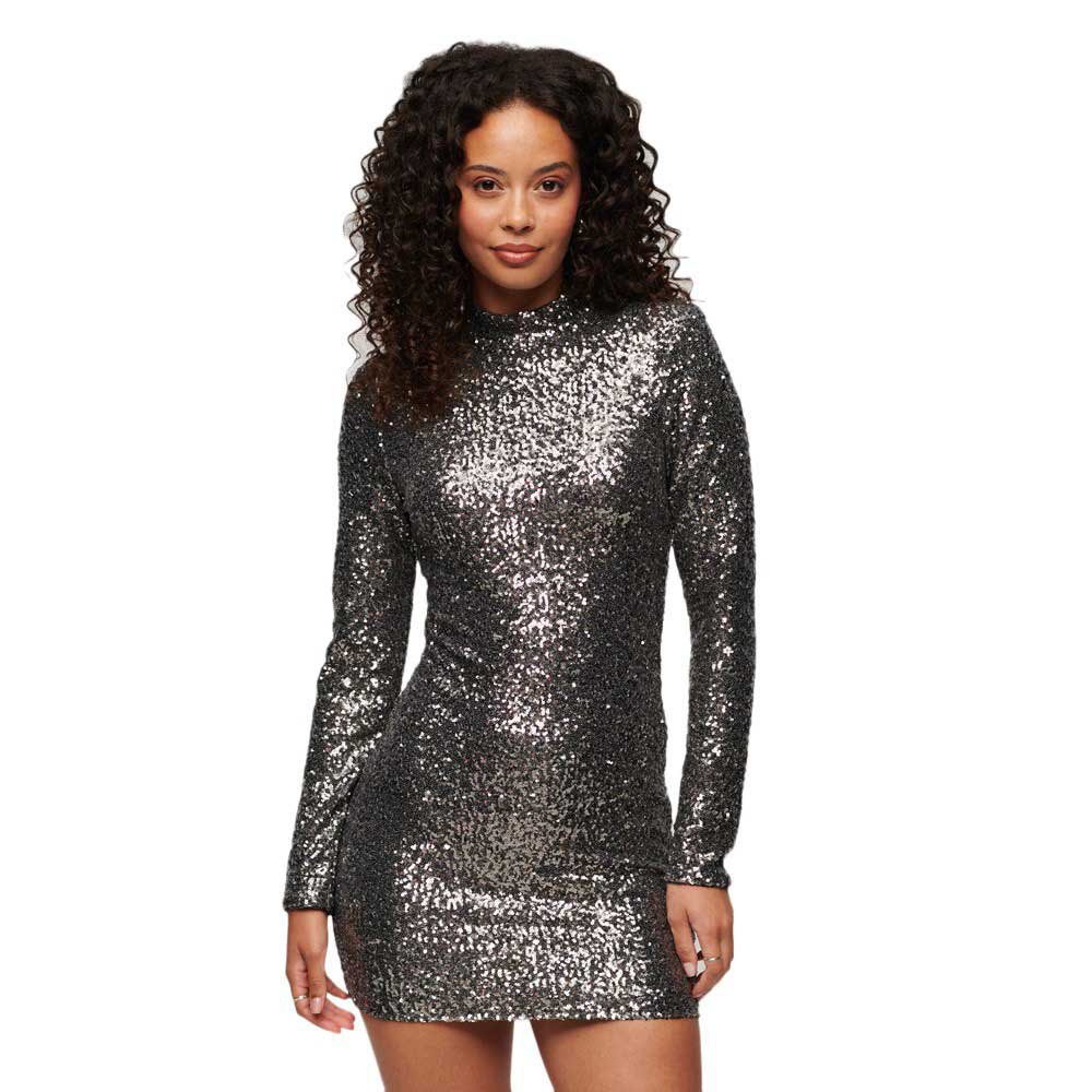 

Короткое платье Superdry Sequin Mock, серый