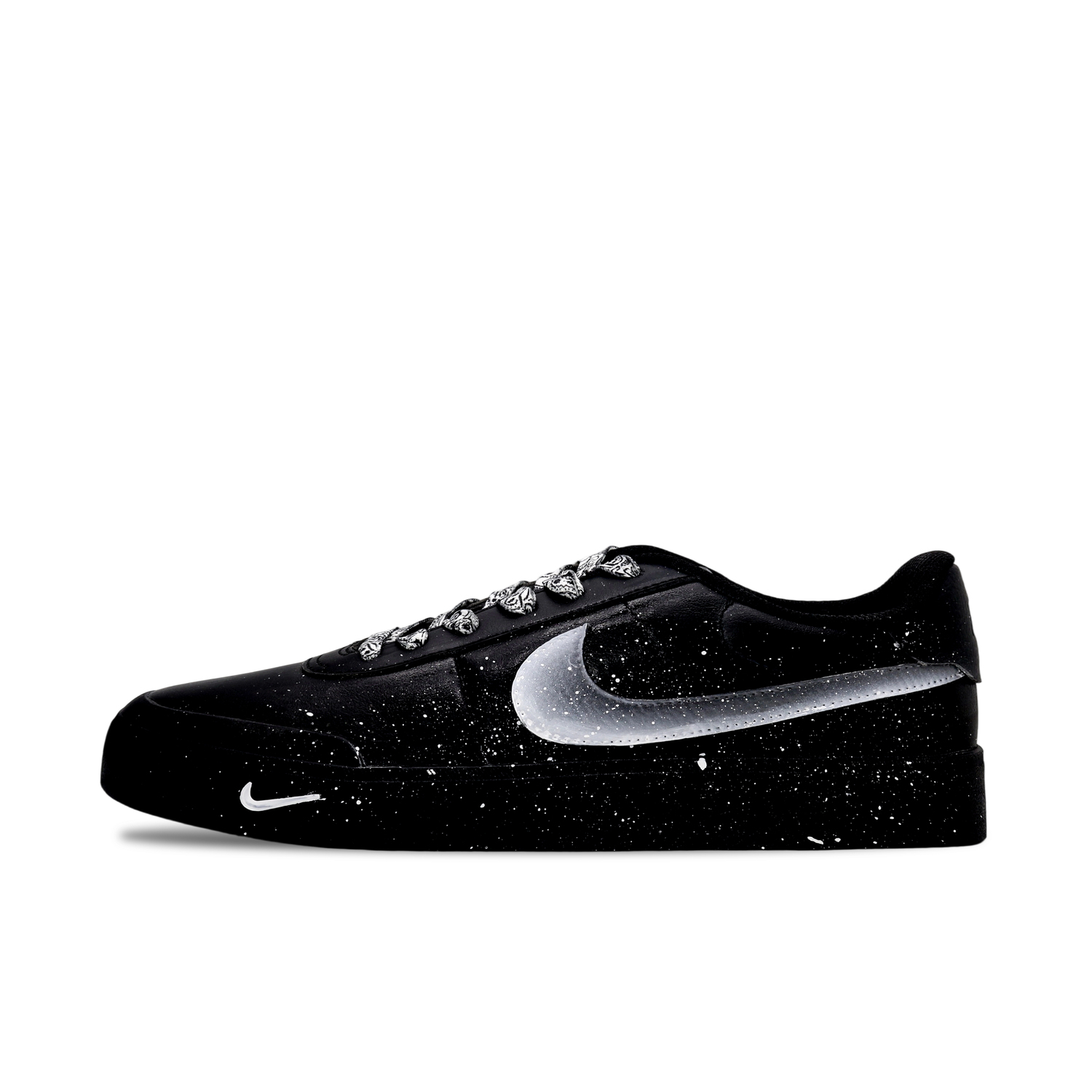 

Nike Мужские низкие скейтборд-кроссовки court shot galaxy trail cushioning, износостойкие, черный белый silver