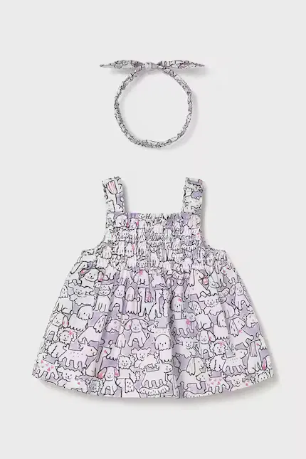 Платье детское с цветочным узором Mayoral Newborn, фиолетовый