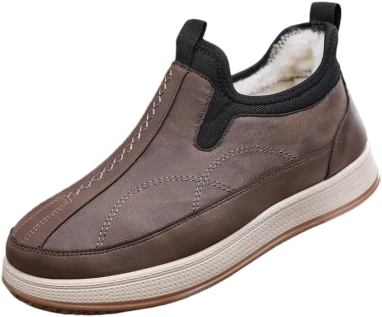 

Мужские модные хлопковые туфли - теплые и удобные повседневные туфли - подкладка из искусственного плюша - подходят для повседневной носки или работы осенью и зимой Spkfhd, хаки