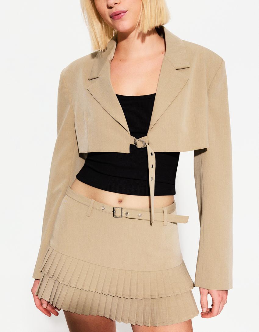 

Мини-Юбка со складками Bershka, желтый