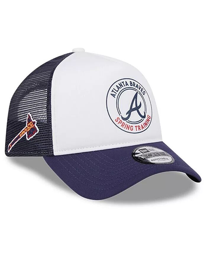 

Мужская белая/темно-синяя кепка Atlanta Braves Spring Training Circle Foam A-Frame 9FORTY Trucker Adjustable New Era