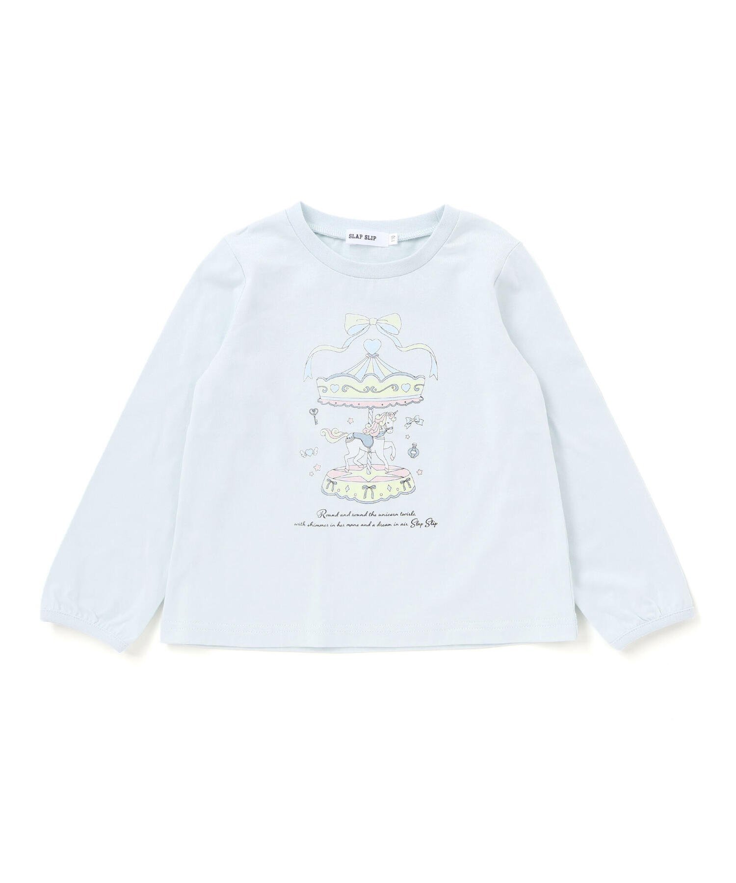 Футболка с принтом карусели + тюлевое платье-комбинация (90–130 см) SLAP SLIP, Light blue x white — фото 3