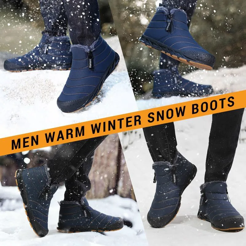 Мужские зимние ботинки Hanani Mens Snow, водонепроницаемые, с меховой подкладкой, теплые ботинки до щиколотки, на молнии, удобные для прогулок и активного отдыха, темно-синий — фото 3