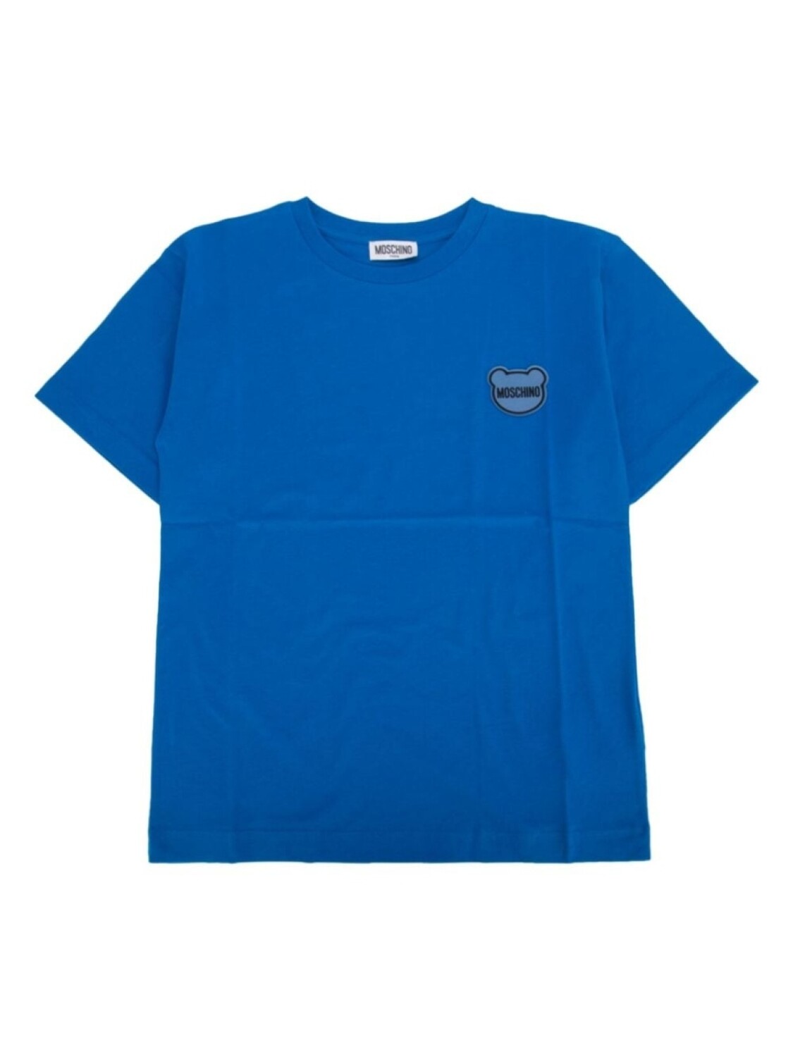 

Moschino Kids футболка из хлопка с прорезиненным логотипом, синий