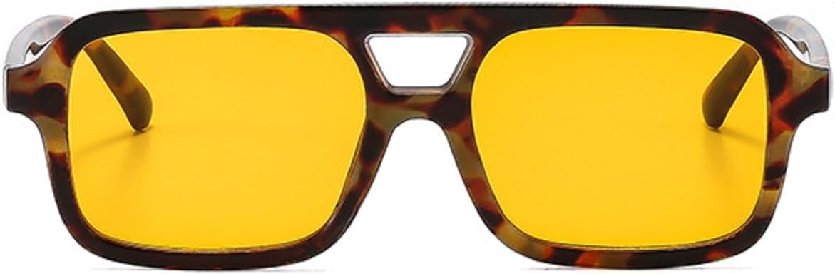 

Квадратные солнцезащитные очки для женщин, модные градиентные оттенки, защита от УФ-излучения UV400, мужские панк-очки, сине-зеленые солнцезащитные очки 3914 Melrose, Leopard Yellow