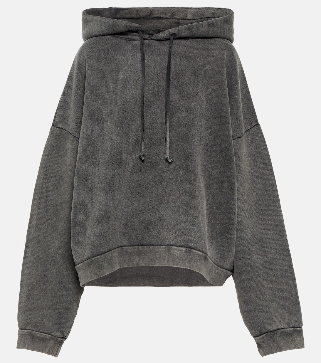 

Укороченная хлопковая толстовка с капюшоном ACNE STUDIOS, черный