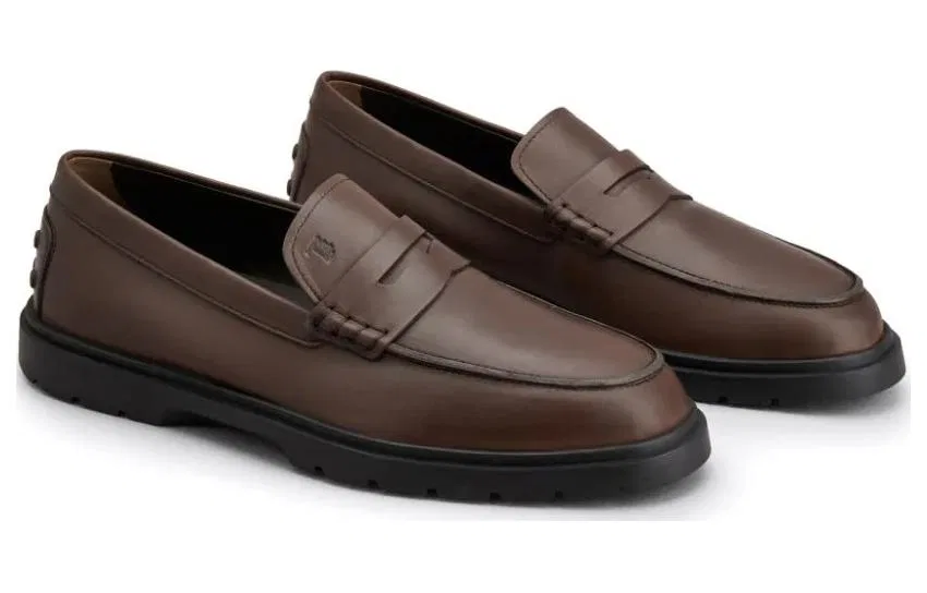 Лоферы с тиснением логотипа TOD'S коричневые — фото 4