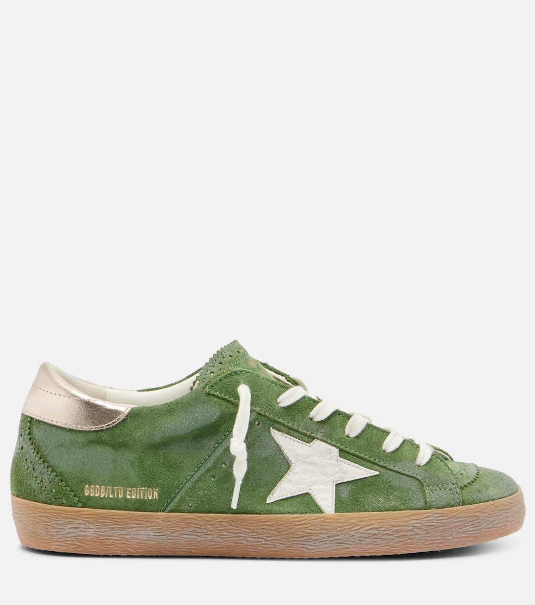 Супер Стар замшевые кроссовки Golden Goose, Green/White/Platinum — фото 4