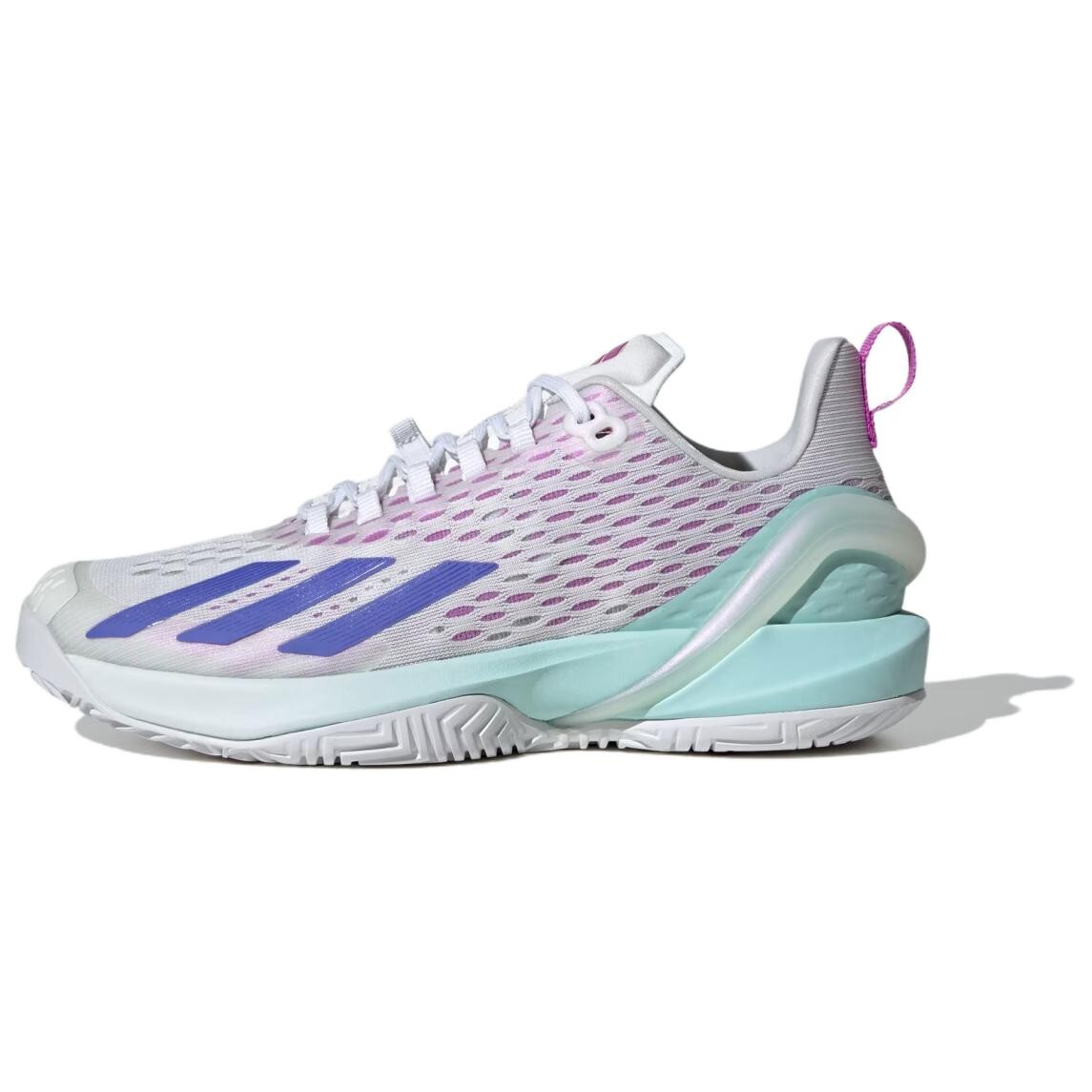 

Теннисные кроссовки Adizero Cybersonic женские с низким верхом, цвет: облачно-белый / кобальтово-синий / полуглянцевый аквамарин Adidas