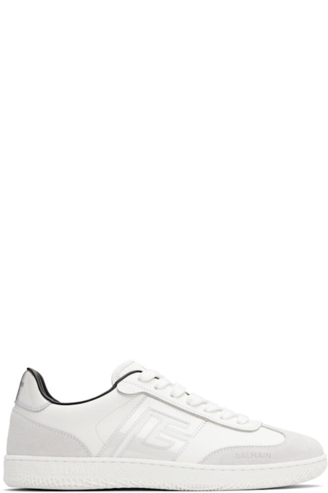

Кроссовки Balmain Swan из серой и белой замши