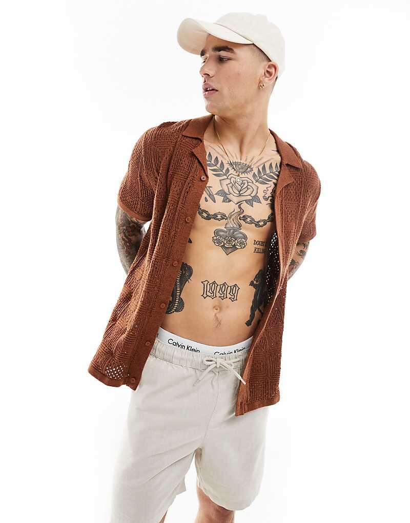 

Ржаво-коричневая трикотажная рубашка с длинными рукавами Hollister