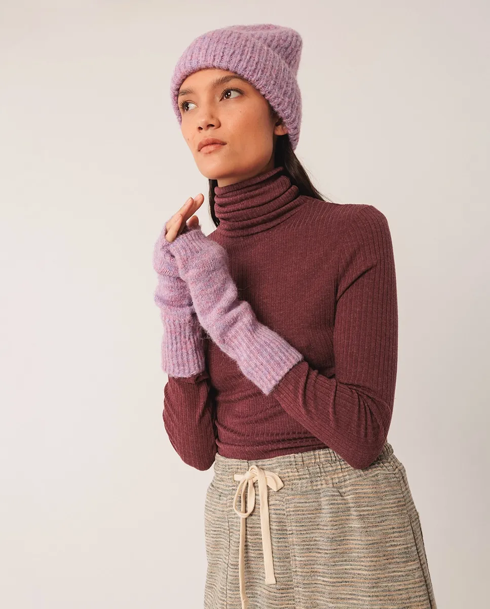 

Женская футболка с длинным рукавом и высоким воротником Indi & Cold, фиолетовый