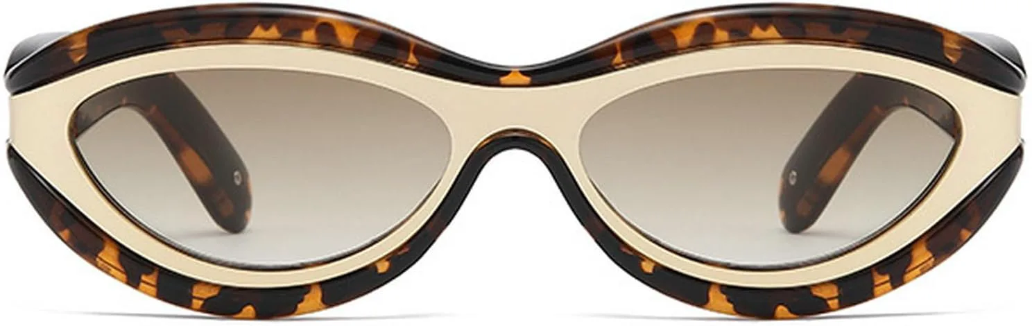 

Солнцезащитные очки Willochra «Кошачий глаз» для женщин, милая овальная толстая оправа, аксессуары в стиле Y2k, солнцезащитные очки в шикарном ретро-стиле, Leopard