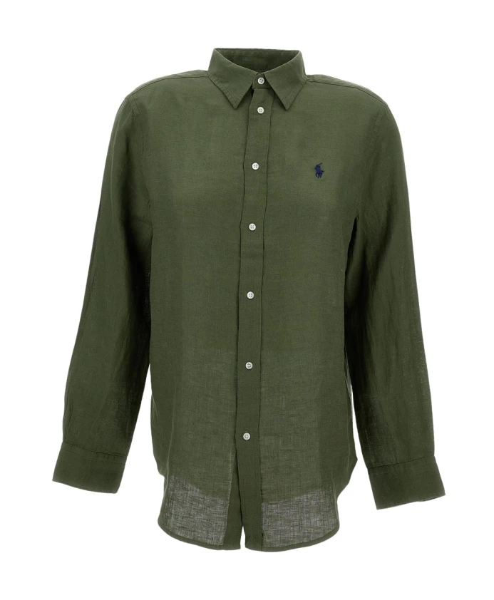 

Льняная рубашка классического кроя Polo Ralph Lauren, зеленый