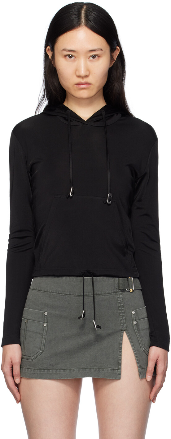 

Черный блестящий укороченный худи Dion Lee