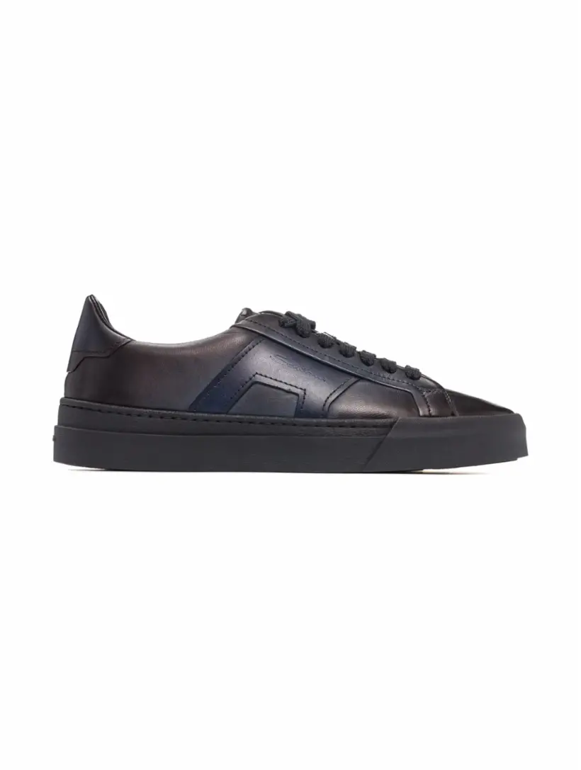 

Кожаные кеды с логотипом Santoni, тёмно-синий