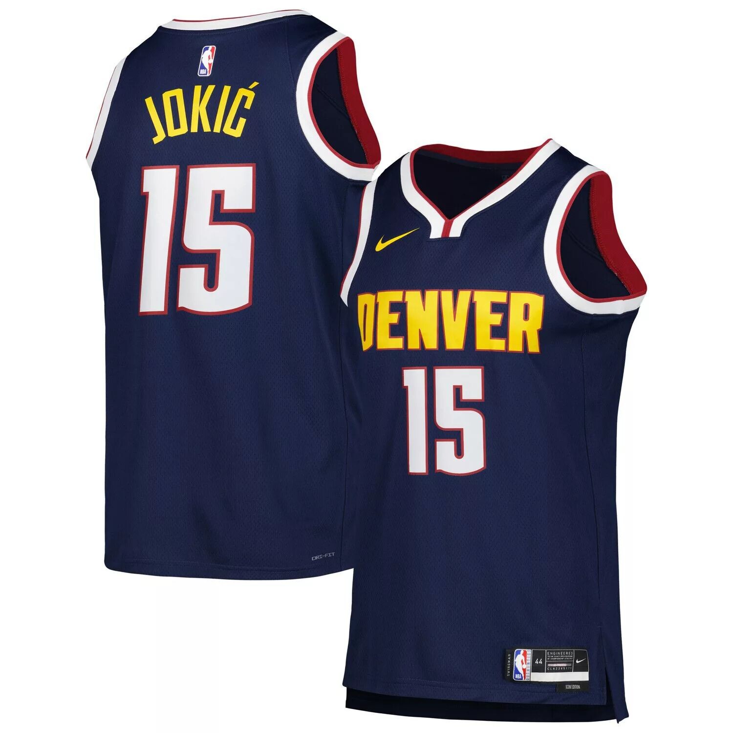 

Мужская футболка Nikola Jokic Navy Denver Nuggets 2022/23 Swingman — Icon Edition Nike