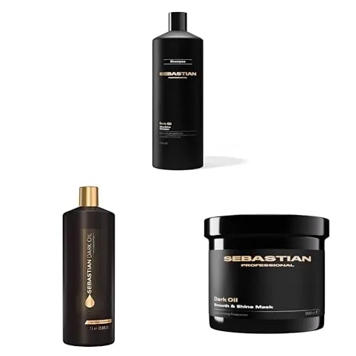 Набор для ухода за волосами Sebastian Professional Dark Oil Lightweight Hair Care, 950 мл + маска, 500 мл | С маслом жожоба и аргановым маслом для мягких и гладких волос, литровый комплект