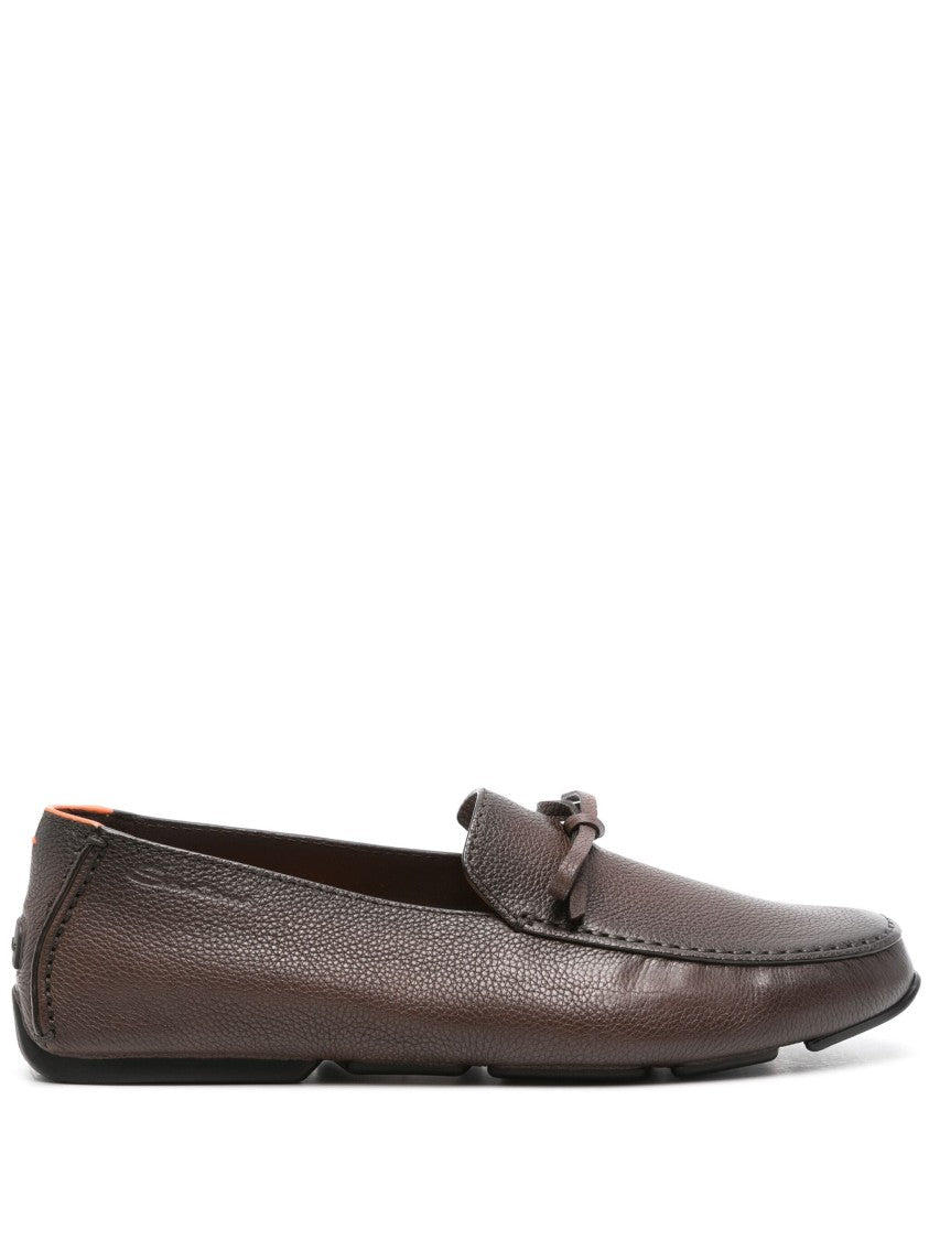 

Коричневые текстурированные лоферы с декоративным бантом Santoni