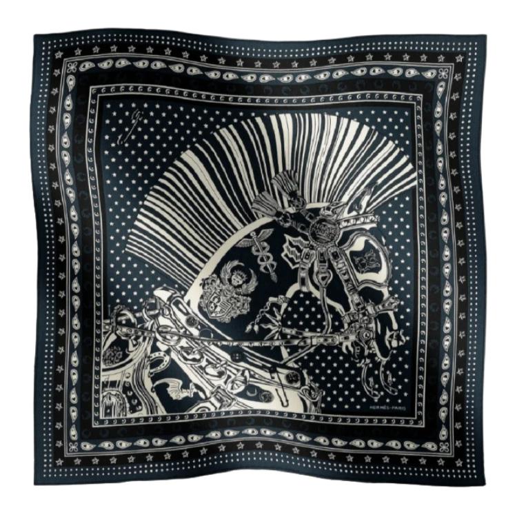 

HERMES Кашемировый вязаный шарф унисекс синий, Blue