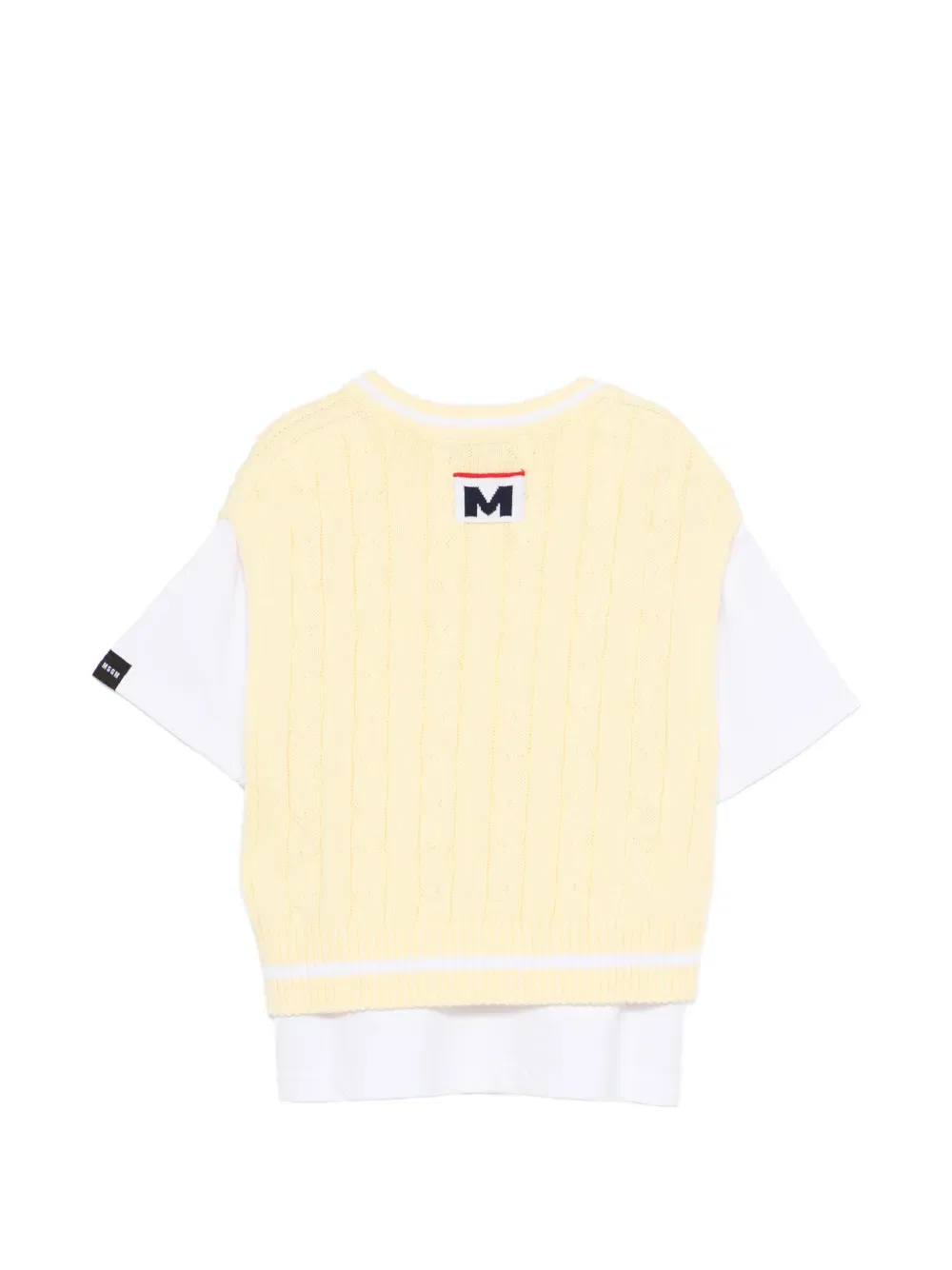 Многослойная футболка крупной вязки Msgm Kids, белый — фото 2