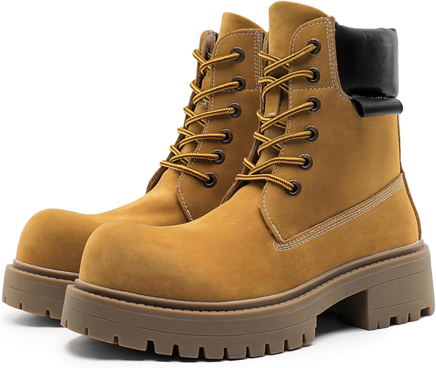 

Мужские ботинки с шнуровкой, из натуральной кожи, на массивной платформе, с комфортным круглым носком, повышающие рост, дерби-оксфорды для ежедневной работы, на улице, на складе, для фермы и пеших походов Tixewsjh, желтый