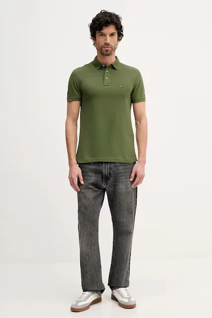 Поло из эластичного хлопка slim fit Tommy Hilfiger, зеленый — фото 2