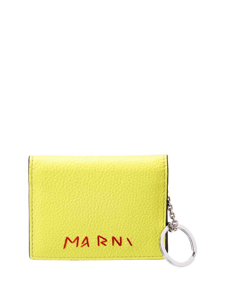 

Кожаный чехол для карточек с логотипом Marni, желтый
