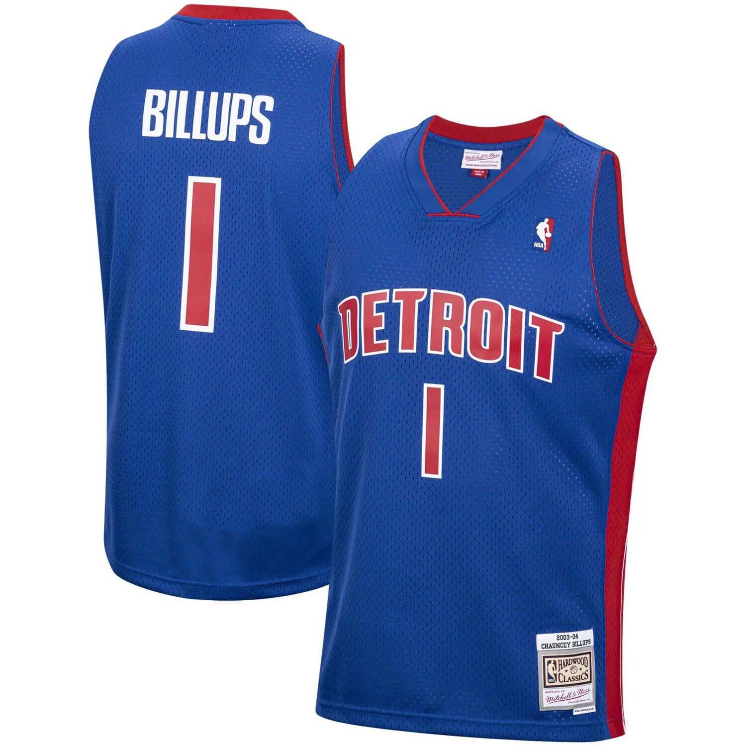 

Мужская майка Mitchell & Ness Chauncey Billups Royal Detroit Pistons 2003-04 Hardwood Classics Swingman