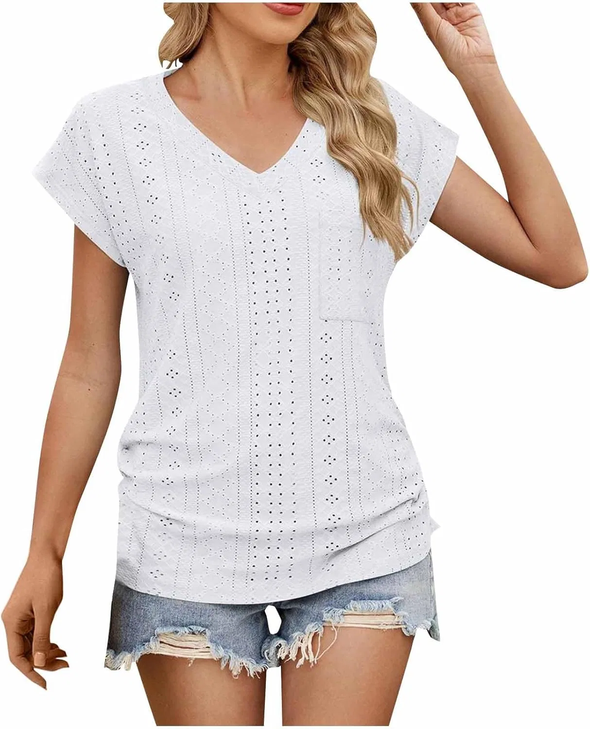 Блуза с вышивкой ажуром, White
